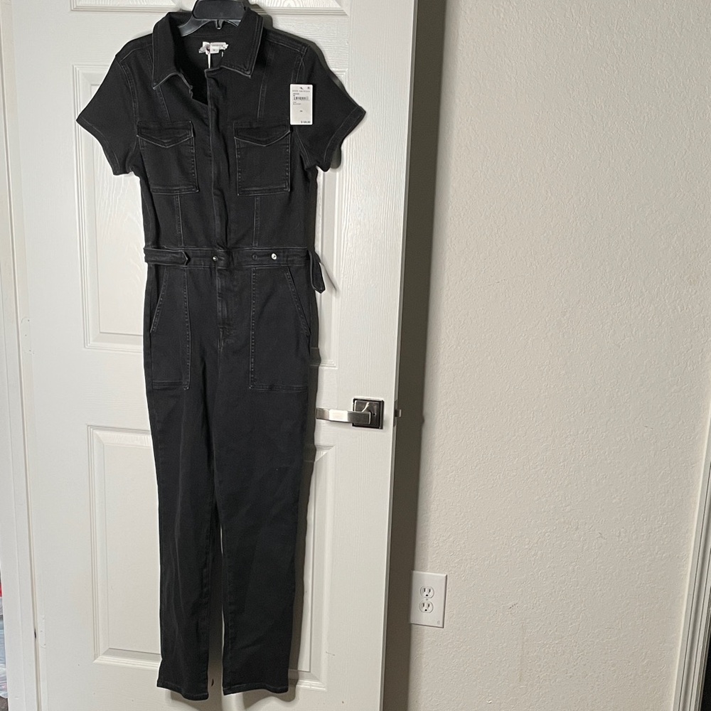 NWT Good American Short Sleeve Denim Jumpsuit